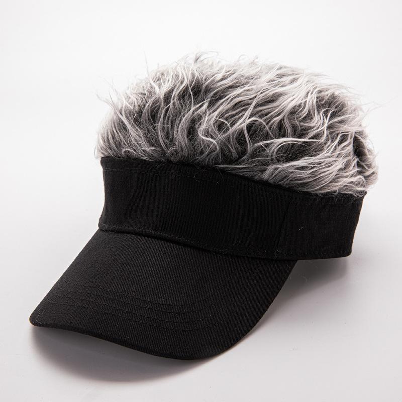 Men'S Funky Faux Fur Knit Beanie Hat - Hip-Hop Style, Straight Hair, No Brim, Perfect for Parties & Cosplay, Black & White Design, Party Accessory | Funky Beanie | Faux Fur Hat, Knit Beanie Hat