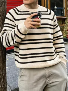 Men's Korean Style Knitted Sweater Knitwear, Round Neck Pullover for Spring Autumn Winter, Casual Fashion for Daily Commute