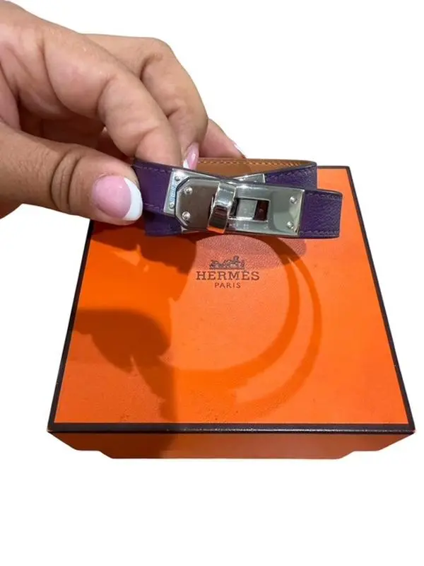 Pre-owned Hermes Purple Double Tour Kelly Bracelet with Box Perfect for Daily Use