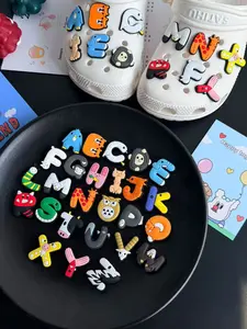 26-Piece Shoe Decoration Clips Set, Cute Animal & Letter Cartoon Design, High-Quality DIY Shoe Accessories for Kids & Adults