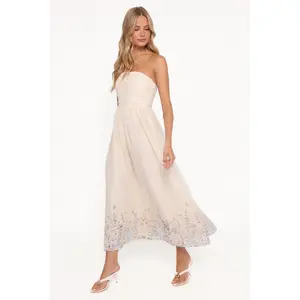 Kayt Strapless Dress - Embroidered Floral