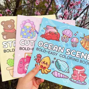 Ocean Themed Coloring Book, 3 Counts/set Cute Cartoon Pattern Coloring Book, Art Drawing Book for Adults & Teenager, Birthday Gift
