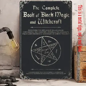 Vintage Magic & Witchcraft Metal Iron Sign (8x12 Inches), Authentic Mystical Symbols, Durable Indoor/outdoor Decor, Home Bar Farmhouse