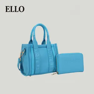 Mini Women's Multicolor Vegan Leather Tote Bag Set - Elegant tote bag with matching wallet, spacious design suitable for work, school and everyday use, a stylish and practical gift for women