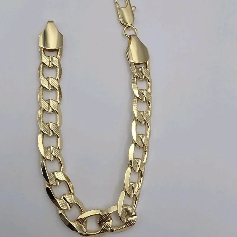 Cuban link fashion bracelet gold-plated cut style 7"inches