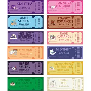 120 count Funny Book Club Ticket Bookmark Colorful Book Club Bookmarks Cowboy Romance Dark Romance Designed Page Marker Bookish Gifts Page Clip for Women Men Lover