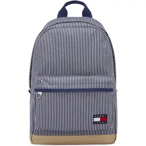 Tommy Hilfiger Striped Embroidered Backpack for Men with Polyester Material and Campus Style