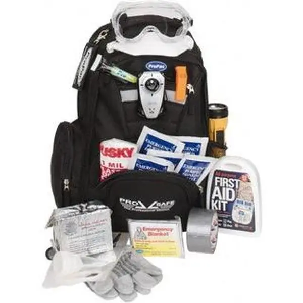 PRO-SAFE Emergency Response/Preparedness Kit Includes First Aid Kit, Water, Blanket, Poncho, Gloves, Light Stick, Mask, Whistle K2010-PS