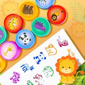 10pcs/Set Cartoon Wildlife Stamp Animal Stamp Set Random Colors, Hand Account Stamps for Home School Classroom, Holiday Gift Teacher Supplies, Present, Crafts