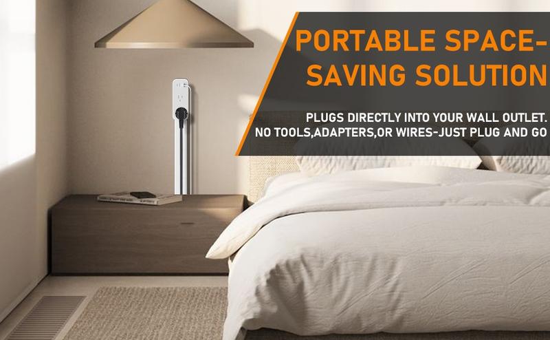 LENTORGI Outlet Extender with USB-C, USB-A & 2 AC Outlets, 180° Rotating Power Socket Expander, Extendable 18"-28" Wall Plug Adapter for Hard-to-Reach Outlets Behind Couches, Beds, Nightstands & Desks
