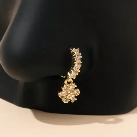 Women’s Delicate Floral Design Nose Ring, Stainless Steel Material, Ideal for Casual Everyday Use, No Precious Metal Plating, Nose Ring Jewelry