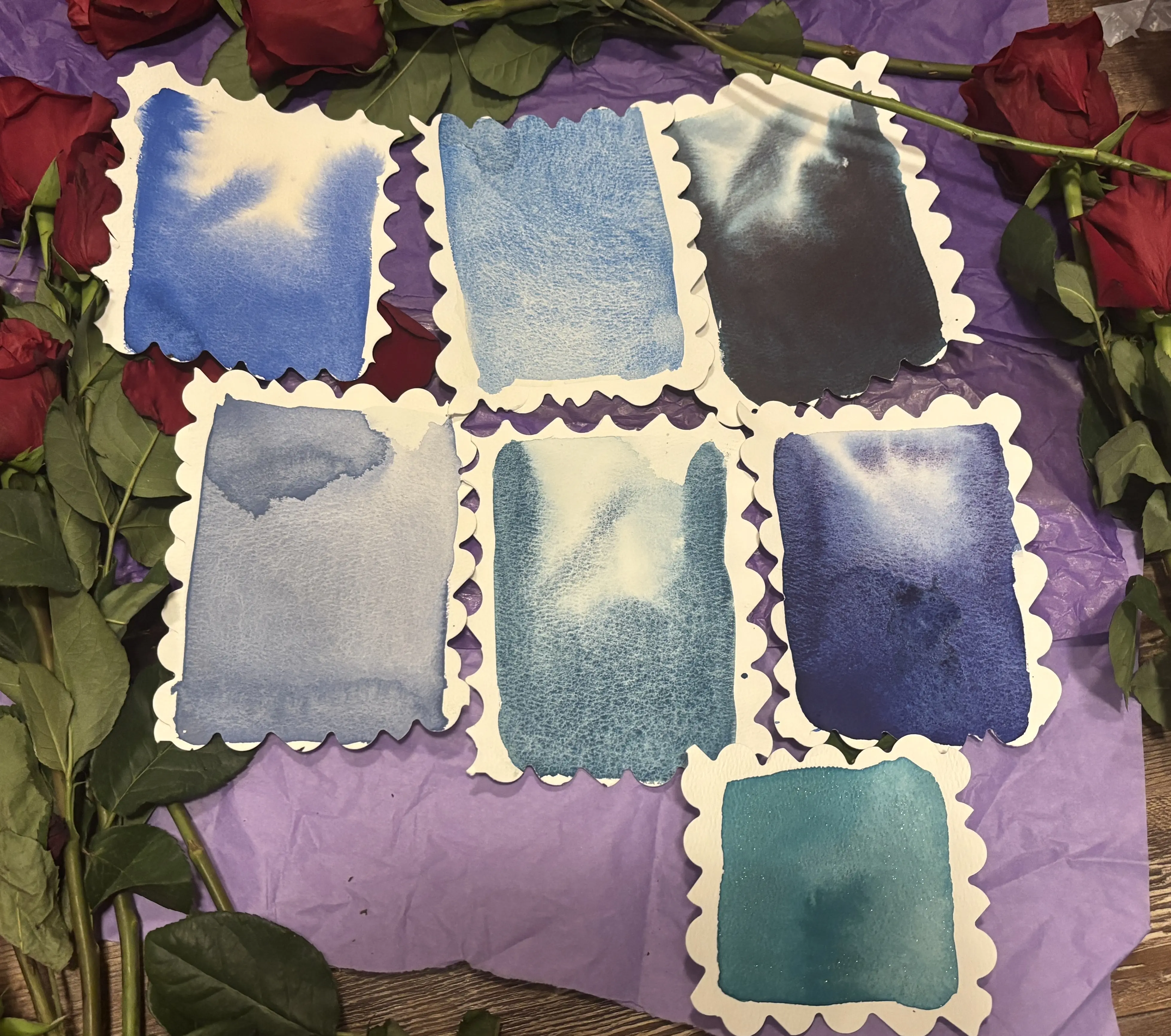 Handmade watercolor 7 pan set (half pan)