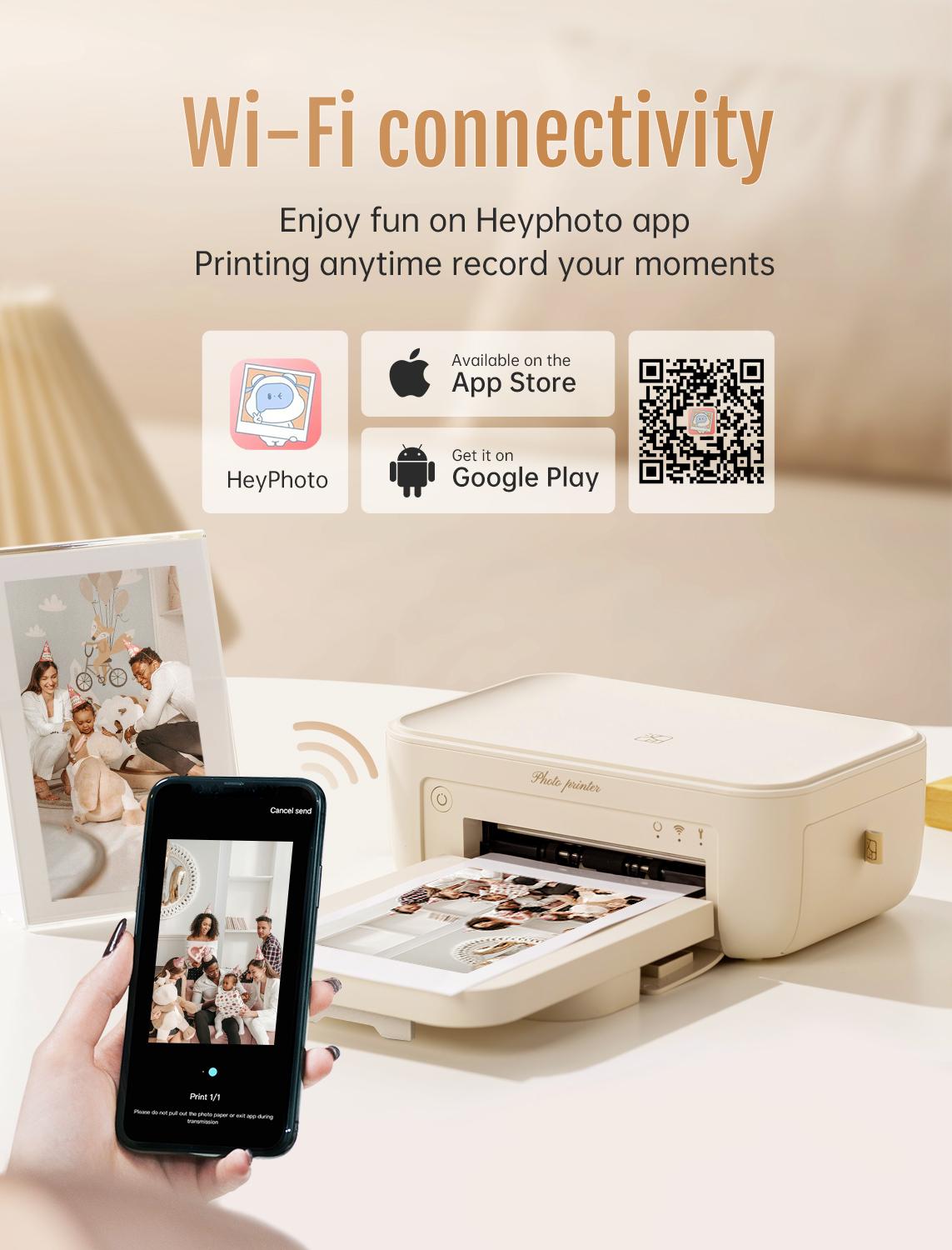 4x6 Wireless Photo Printer for Kids - Instant Prints with 4PASS Technology & AR Video Feature, Portable & Compact, Perfect for Scrapbooking, Baby Shower Gifts, Parties, and Journals
