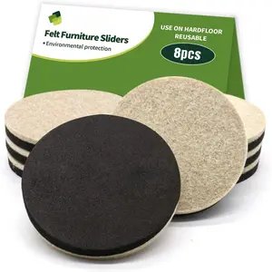 Felt Furniture Sliders for Hardwood Floors 8 count - 3 1/2 inch Furniture Moving Slider - Heavy Duty Felt Movers Sliders Chair  Floors Protectors (for Hardwood Floors)