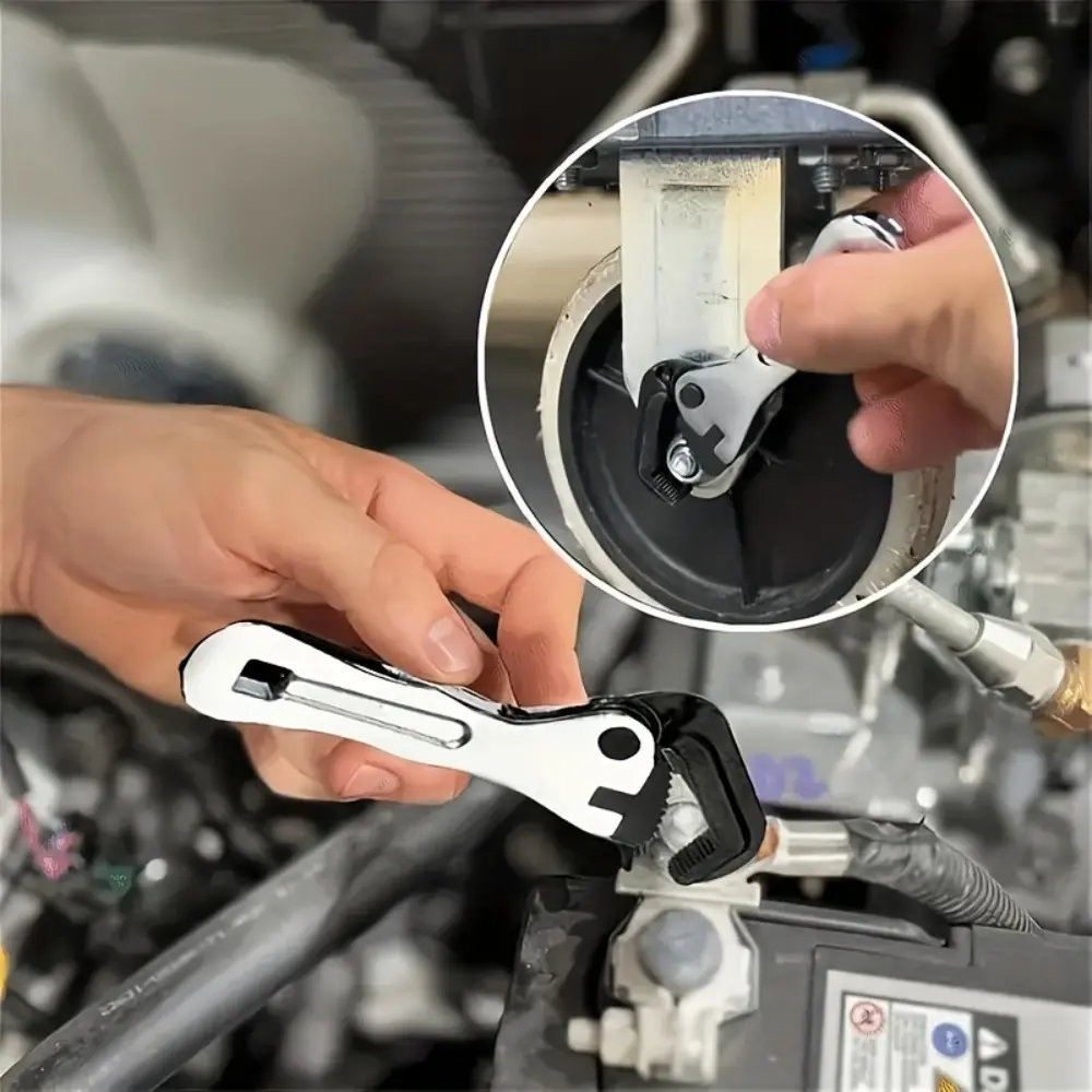 Heavy-Duty Compact 5.11-Inch Mini Wrench - Automatic Adjusting Socket Wrench with Pipe Wrench, Open/Box Wrench, Quick-Grip Handle - Portable Multi-Function Tool for Mechanics, Adjustable Socket Wrench, Multifunctional Wrench