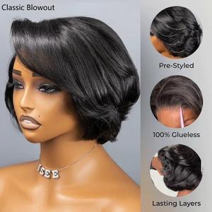[Hot] ISEE Wear Go Vintage Blowout Straight 7x5 HD Lace Glueless Human Hair Wig Pre-Bleached Tiny Knots & Pre-Cut Lace & Pre-Plucked Hairline Vacation Hair #SummerWins #DealsForYouDays,summerhairstyles