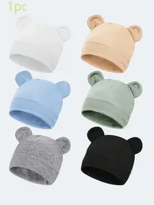 Adorable Bear Ear Baby Hat, Soft High Stretch Infant Cap, Breathable Knit Newborn Beanie, Unisex Comfort Warm Hat for All Seasons