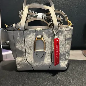 Rosetti Elegant Silver Tote Bag with Gold Hardware and Adjustable Strap for Everyday Use
