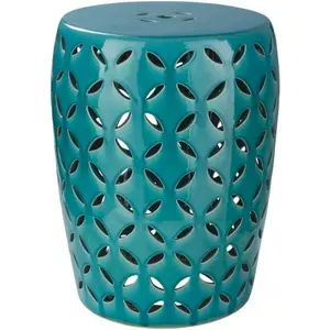 Chantilly Eyelet Chinese Garden Stool, Teal