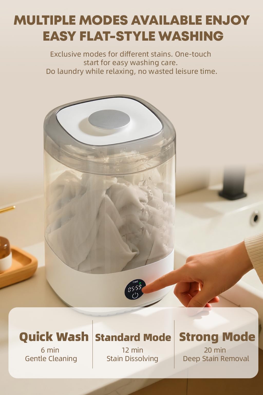 Ormos X3 Portable Mini Washing Machine, 6L Washing Machine Cleaning for Underwear, Rechargeable Cordless Compact Washerfor Singles, Apartments RV, USB Charging Compact Underwear Laundry Washer