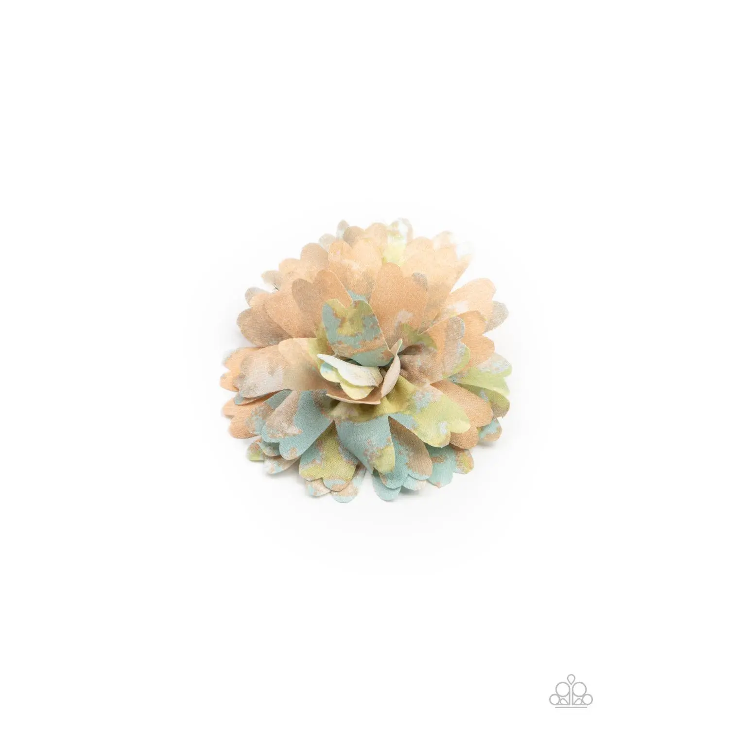 Tie Dyed Eden - Orange Green Blue Floral Fabric Hair Clip - Paparazzi