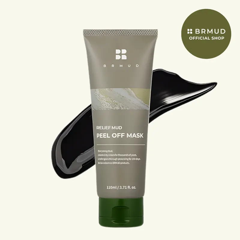 [Official Shop] BRMUD Relief Peel Off Face Mask 110ML - Gentle Moisturizer, Calming Sensitive Skin Care, Pore Cleansing, Mask Exfoliate, Conditioning Sea Silt Blackhead Treatment for Smooth Elastic Skin, Blackhead Mud Mask