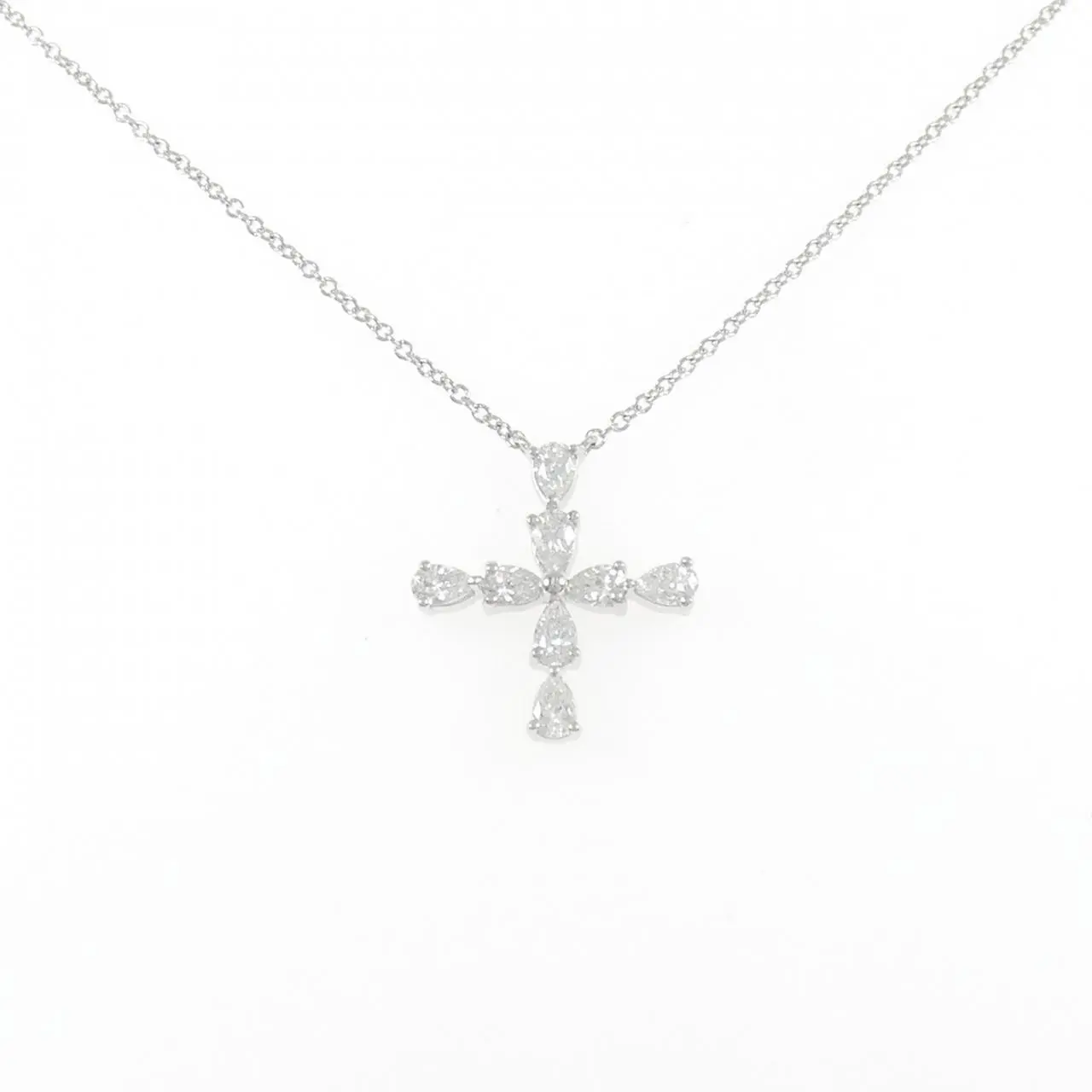 Harry Winston Pear Shape Mini Cross Platinum Diamond Necklace