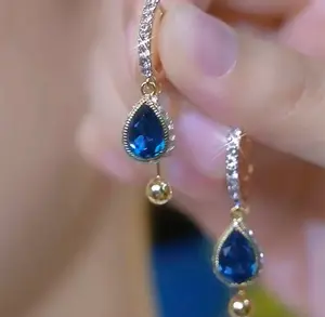 LisiZen Blue Tassel Dangle Earrings, Fashion Statement Jewelry 2025 Trend, Chic Elegant Long Earrings for Women DZEH4134