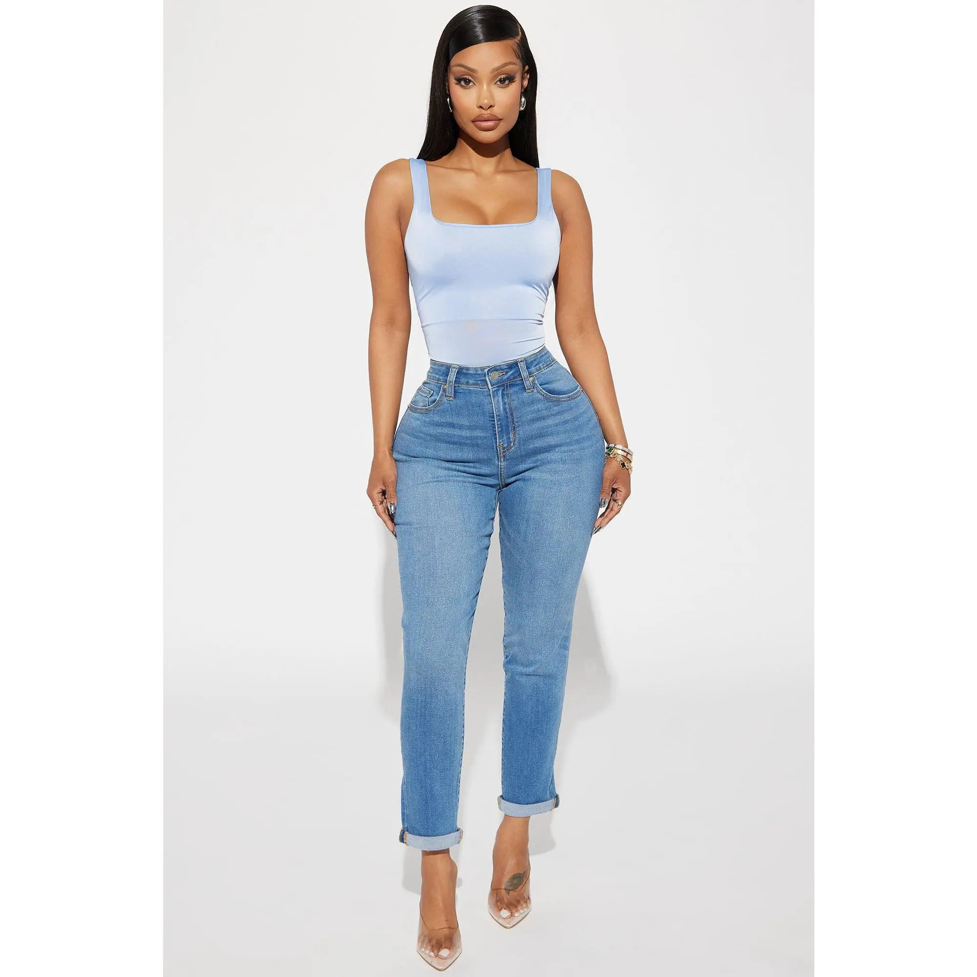 Clara Super Stretch Sculpting Mom Jeans - Medium Wash