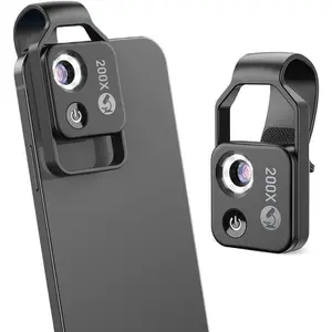200X Phone Microscope Lens, Nano Zoom Phone  Lens for  Android with LED Light CPL  Clip, Nanozoom Mini Pocket Digital Microscope, Portable Smartphone Macro Lens Camera