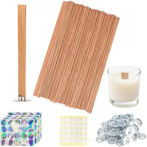 100 count Cherry  Candle Wicks - Long-Lasting Flame, Stand & Glue Dot, DIY Candle Making Kit ( Label Included)