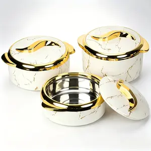 Luxury 3-Piece 2.6/2.1/1.6qt Thermal Casserole Dish Set with Lids, Insulated Stainless Steel Container for Hot & Cold Food, Serving Bowl for Buffets/Parties