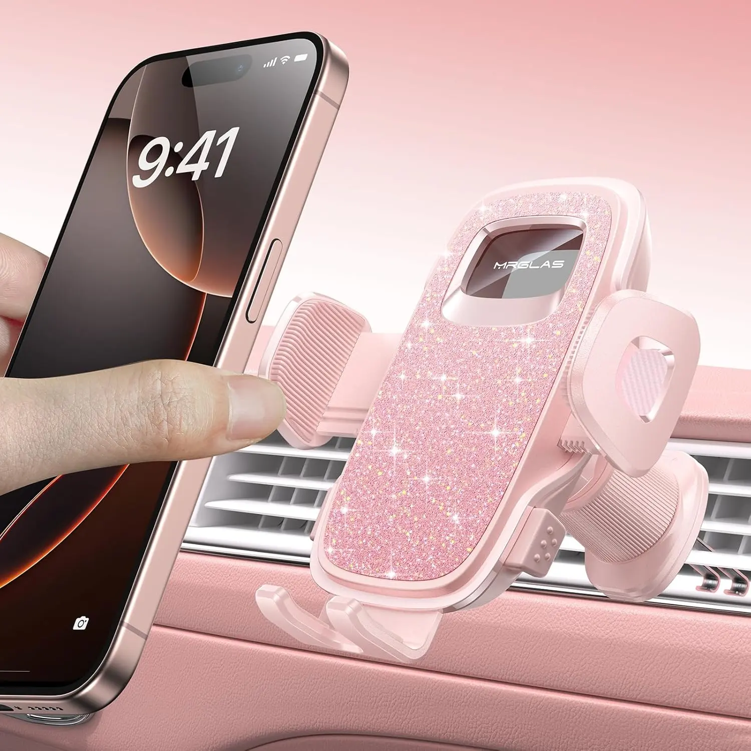 2025 Upgraded Phone Holders for Your Car with New Metal Hook Clip, Handy Air Vent Cell Phone Car Mount for iPhone [One Hand Operation], Universal Car Accessories Gifts for Women/Mom/Sister
