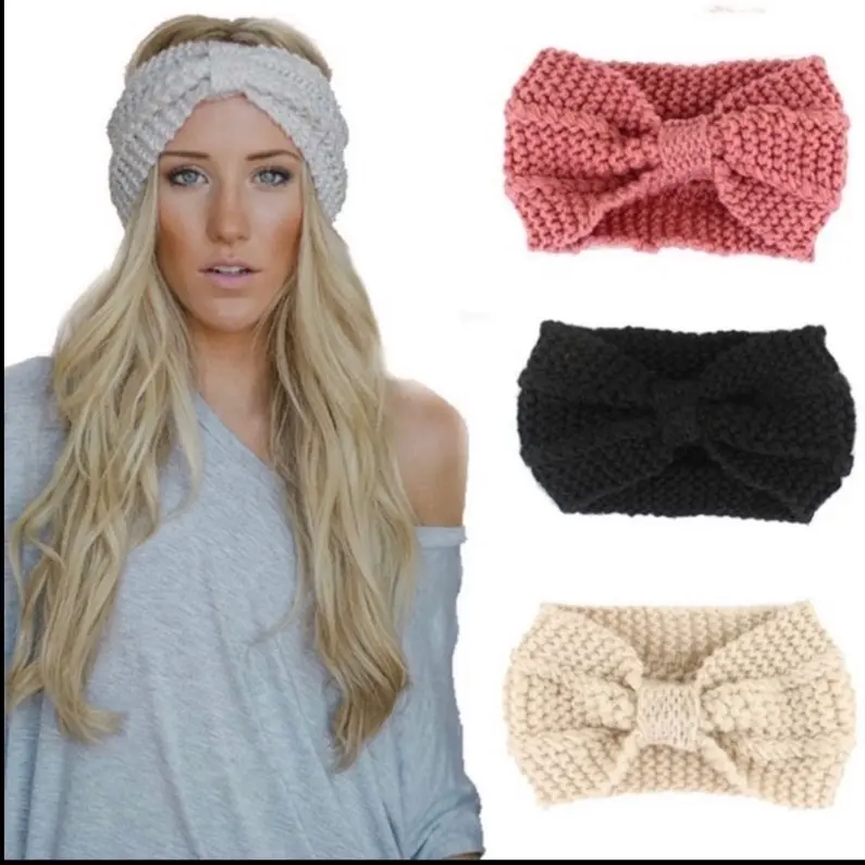 Crochet scrunchy bow headband