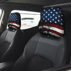 American Flag Pattern Car Headrest Cover, Durable Car Headrest Protector, Decoration, Universal Car Interior Accessories, Car Accessory for Trucks, SUVs, Vans