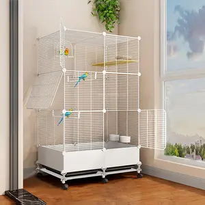 Large Bird Cage with Tray for Tiger Skin Parakeet, Phoenix, Peony, Starling, Luxury Villa Style, Home Use Parrot Cage