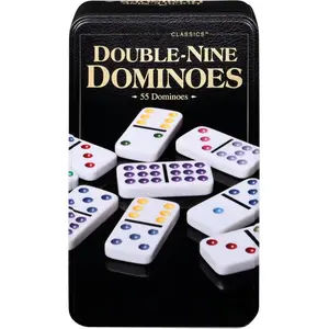 Spin Master Games, Cardinal Classics Double Nine Dominoes Set in Storage Tin, Dominoes for Kids & Adults, Classic Game, 2-6 Players, for Ages 8 & Up