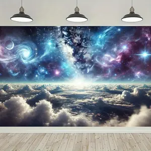 Background Fabric, Infinite Starry Sky and Clouds Interwoven Universe, Large Size, 8x6 Feet, Made of Multifunctional Polyester Fiber, for Home Decor, Outdoor Decor, Studio Props, Party Decorations, Holiday Gift, Photography and Celebration