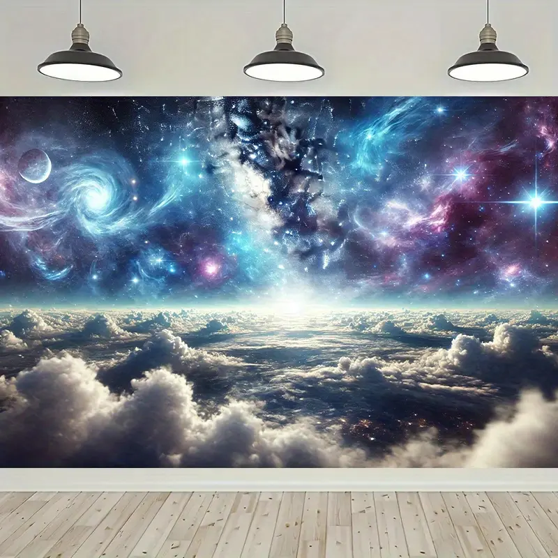 Background Fabric, Infinite Starry Sky and Clouds Interwoven Universe, Large Size, 8x6 Feet, Made of Multifunctional Polyester Fiber, for Home Decor, Outdoor Decor, Studio Props, Party Decorations, Holiday Gift, Photography and Celebration
