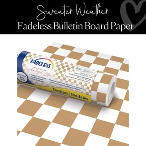 'Sweater Weather' Tan Checkerboard Bulletin Board Paper | Schoolgirl Style x Fadeless®