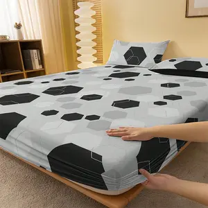 Fashionable & Comfortable Printed Fitted Sheet Set, Dustproof & Non-Slip Bed Protector, Soft & Breathable Deep Pocket Bedding, Ideal for Bedrooms & Dormitories – Affordable (Pillowcase Not Included)