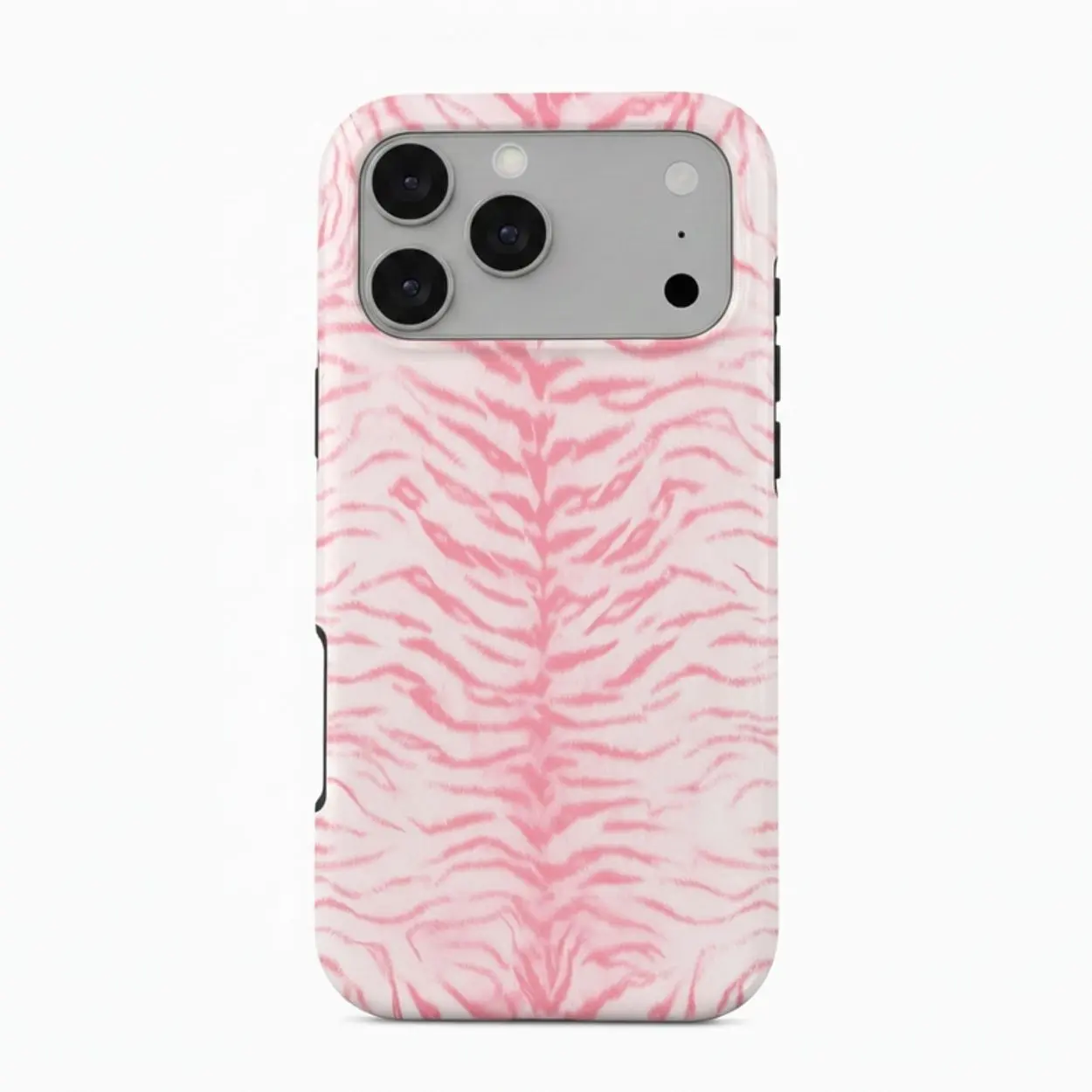 Pink Tiger Stripe Phone Case, Pastel Pink Zebra Print Phone Case, Aesthetic Animal Print Protective Cover for iphone 17 Promax, 17 Pro