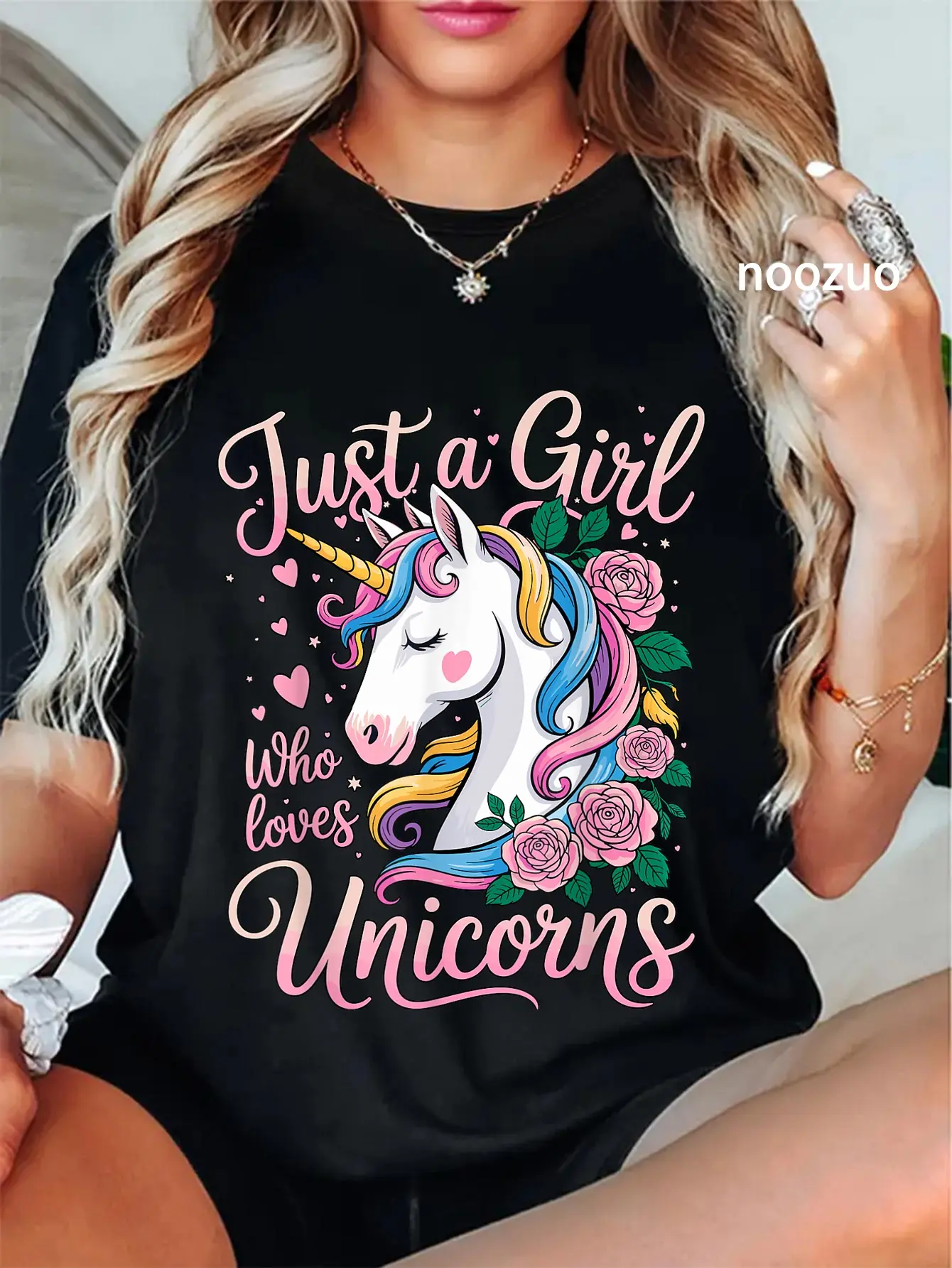 100% Cotton Unicorn Cute Just a Girl Who Loves Unicorns T-Shirt