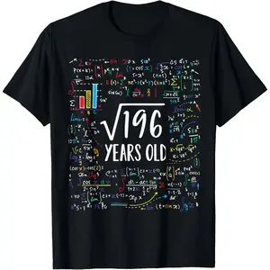 Square Root Of 196 14th Birthday 14 Year Old Gifts Math Bday T-Shirt