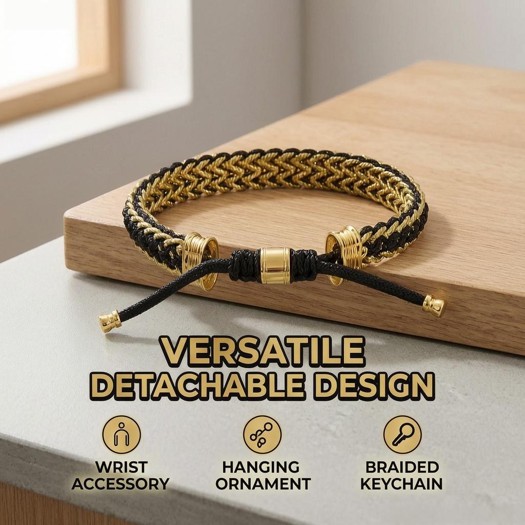 Mens Curb Chain，Stainless Steel Nylon Rope String Bracelets，Adjustable buckle，8.5in，Handmade Fashion Handmade Jewelry Gifts，Comes with a Gift Box