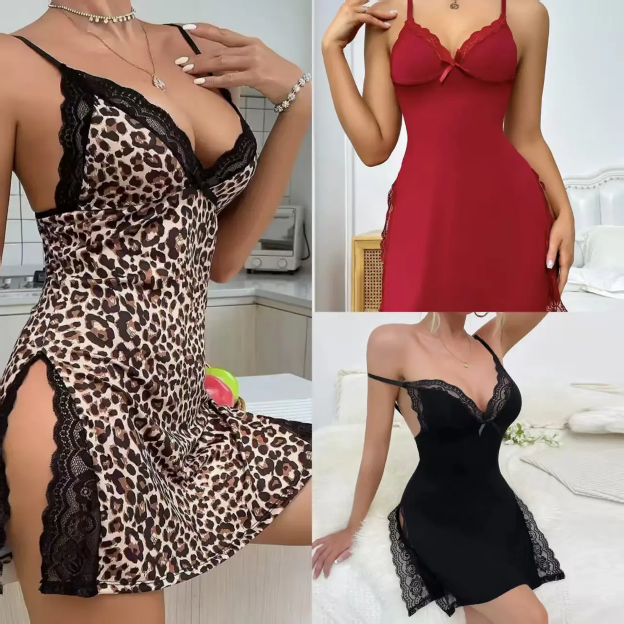 Three-Color Collection Set(Black+Red+Leopard) 