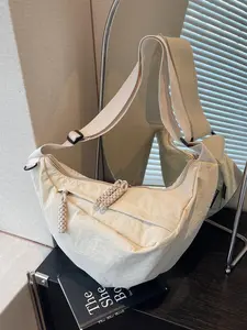 Korean Style Lazy Nylon Dumpling Crossbody Bag Adjustable Shoulder Strap Versatile Casual Shoulder Bag For Students Daily Class Commute Perfect Daily Use Shoulder Bag