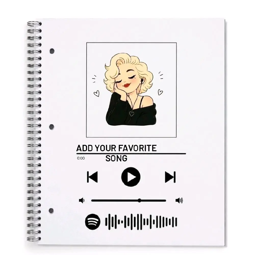 Custom Personalized Music Notebook - Customizable with Your Image and Scanned Spotify Song Code