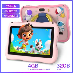 7 Inch Android 13 Kids Tablet PC WiFi Parental Control, Eva Shockproof Case, 2gb RAM + 32GB ROM, Learning & Entertainment Dual-Use