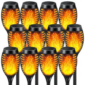 Solar Lights Outdoor 12 Pack Flame Dancing Lamp, Waterproof for Garden Decor Patio Pathway Tiki Torches Solar Powered Yard Lighting